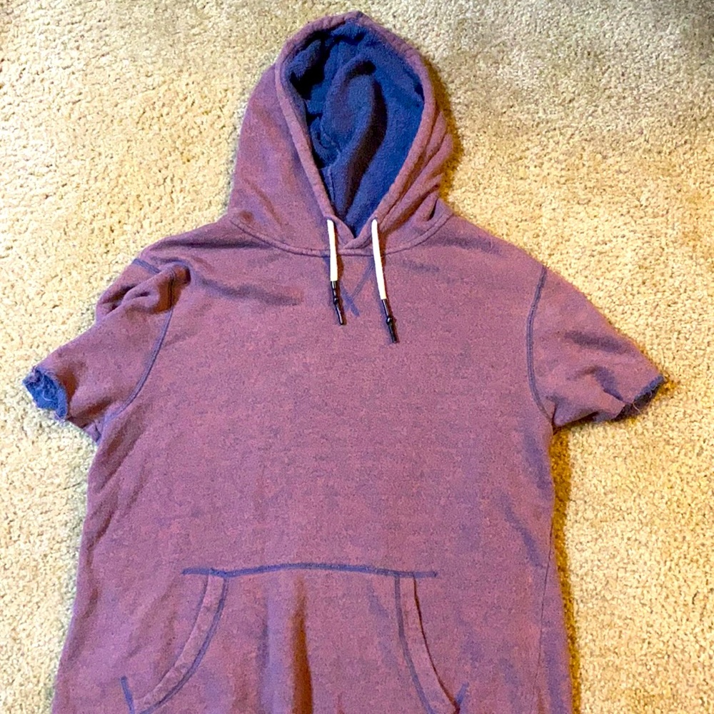 Red and Blue Short Sleeve Hoodie